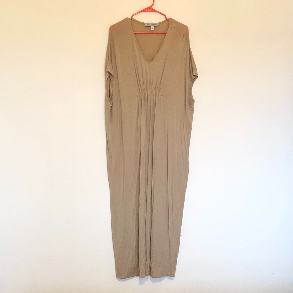 Beige Paula Dean Cinched Waist Maxi Dress- Sz M/L